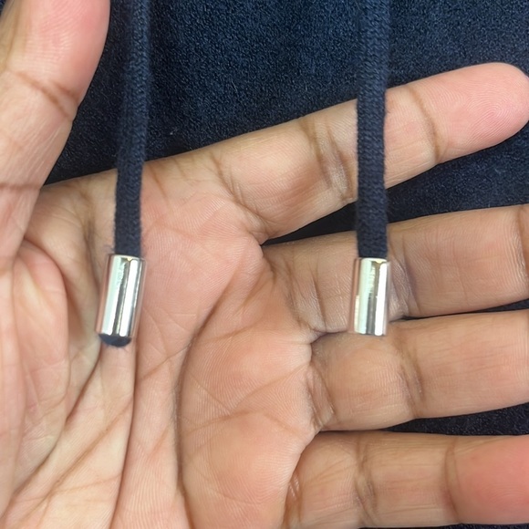 Magaschoni Sweater Women Size Small Navy Blue Drawstring Hoodie Long Sleeve - Picture 4 of 7